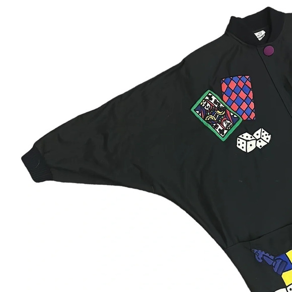 Vintage 80s Silkscapes Oversized Jacket Casino Royale Wearable Art One Size - Picture 6 of 11